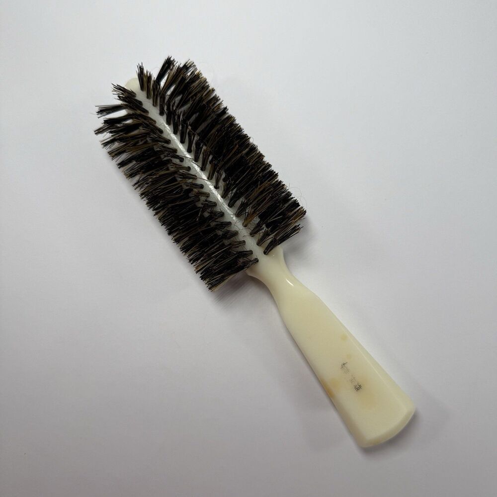 Fuller De Luxe Pure Boar Bristle Hairbrush Half Round 8 Row Vintage Bristlecomb